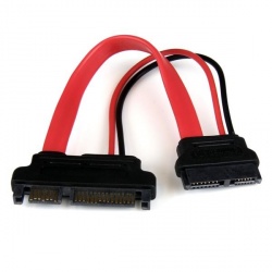 StarTech.com Cable Slimline SATA 13 pin Macho - SATA 7+15 pin Hembra, 15cm, Rojo 