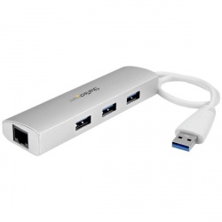 StarTech.com Hub Concentrador de 3 Puertos USB A 3.0 con Adaptador de Red Ethernet Gigabit 