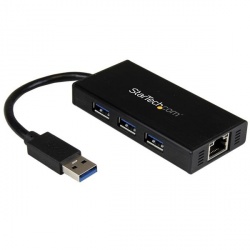 StarTech.com Hub USB A 3.0 de Aluminio con 3 Puertos USB y Adaptador de Red Ethernet Gigabit 