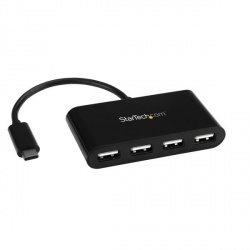 StarTech.com Hub Concentrador USB-C, 4 Puertos USB 2.0, 480 Mbit/s, Negro 