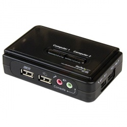 StarTech.com Switch KVM, USB, 2 Puertos, con Audio y Cables 