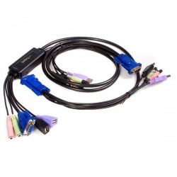 StarTech.com Cable KVM SV215MICUSBA, 2x VGA/4x 3.5mm/4x USB Macho - 1x VGA/2x 3.5mm/2x USB Hembra, 80cm, Negro 