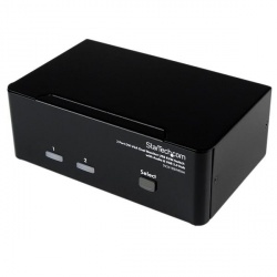 StarTech.com Switch KVM de 2 Puertos Doble Monitor DVI VGA con Audio y USB 