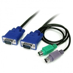 Startech.com Cable KVM Ultra Delgado 3 en 1, 2x PS/2 Macho - 2x VGA Macho, 1.8 Metros, Negro 
