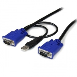 StarTech.com Cable KVM Ultra Delgado 2 en 1, USB/VGA Macho - VGA Macho, 3 Metros, Negro 