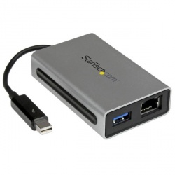 StarTech.com Adaptador Thunderbolt de Red Ethernet Gigabit Externo con Puerto USB 3.0, 13cm, Gris, para MacBook 