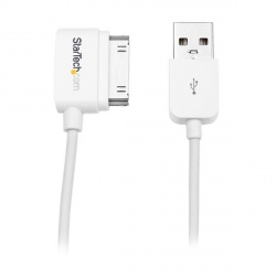 StarTech.com Cable USB A Macho - Apple 30-p Macho, Ángulo Derecho, 50cm, Blanco, para iPod/iPhone/iPad 