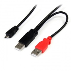 StarTech.com Cable Micro-USB Macho - 2x USB Macho, 30cm, Negro 