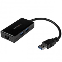 StarTech.com Adaptador de Red Ethernet Gigabit Externo, 2x USB 3.0, Negro 