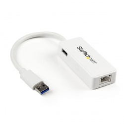 StarTech.com Tarjeta Ethernet Externa USB 3.0 con Hub, Alámbrico, 1x RJ-45, Blanco 