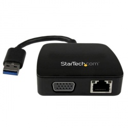 StarTech.com Mini Adaptador Docking Station USB 3.0 para Laptop, Gigabit Ethernet y VGA, Negro 
