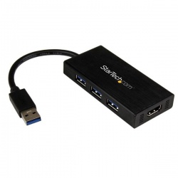 StarTech.com Adaptador de Video Externo Multimonitor USB 3.0 - HDMI, con Hub Concentrador USB de 3 Puertos 