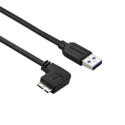 StarTech.com Cable Delgado de Micro USB 3.0, Ángulo Izquierdo, 50cm, Negro 