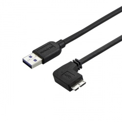 StarTech.com Cable Delgado de Micro USB 3.0, Ángulo Derecho, 50cm, Negro 