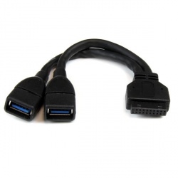 StarTech.com Adaptador IDC Hembra - 2x USB 3.0 A Hembra, 15cm, Negro 