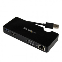 StarTech.com Docking Station USB 3.0 con HDMI o VGA, Ethernet Gigabit y USB ― Funcional, cuenta con algunos raspones estéticos por uso en oficina. 