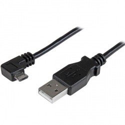 StarTech.com Cable USB - Micro USB con Conector Acodado a la Derecha, 2 Metros, Negro 