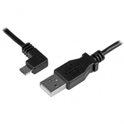 StarTech.com Cable USB A Macho - Micro USB B Macho Acodado a la Izquierda, 50cm, Negro 