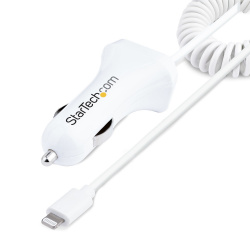 StarTech.com Cargador para Auto USBLT2PCARW2, 1x USB-A, con Cable Lightning, Blanco 