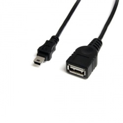 StarTech.com Cable USB A Macho - Mini-USB B Hembra, 30cm, Negro 