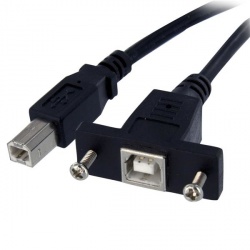 StarTech.com Cable USB de Montaje en Panel, USB B Macho - USB B Hembra, 30cm, Negro 