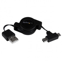 StarTech.com Cable Retráctil USB 2.0 A Macho - mini USB B y Micro USB B Macho, 76cm, Negro 