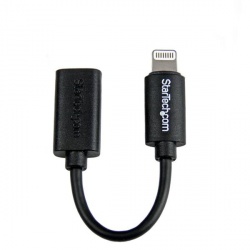 Startech.com Cable USB 2.0, Lightning (8-pin) Macho - micro USB B Hembra, 10cm, Negro, para iPod/iPhone 5/iPad 