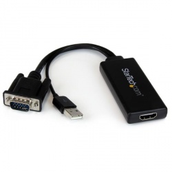 Startech.com Adaptador VGA/USB Macho - HDMI Hembra, 25cm, Negro 