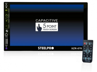 Steel Pro Autoestéreo XZR-070, FM/MP3, Bluetooth/USB, Negro 