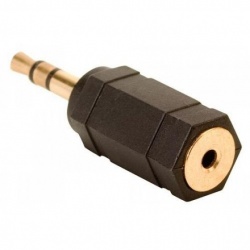 Steren Adaptador de Audio 3.5mm Macho - 2.5mm Hembra, Negro/Oro 