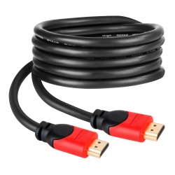 Steren Cable Elite Reforzado HDMI Macho - HDMI Macho, 1080p, 1.8 Metros, Negro/Rojo 