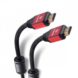Steren Cable Elite con Filtros de Ferrita HDMI Macho - HDMI Macho, 4K, 3.6 Metros, Negro/Rojo 