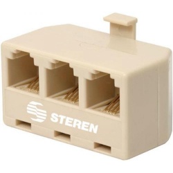 Steren Adaptador Splitter RJ-11 Macho - 3x RJ-11 Hembra, Beige 
