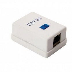 Steren Caja Sencilla Cat5e de 1 Puerto, RJ-45, Blanco/Azul 
