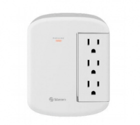 Steren Multicontacto de Pared 905-150, 6 Contactos, 15A, 125V, Blanco 