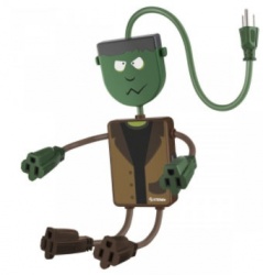 Steren Supresor de Picos Frankenstein de 4 Contactos, Marrón/Verde 