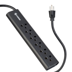 Steren Barra Multicontacto 905-210, 6 Salidas, 15A, 1.7 Metros, Negro 