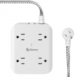 Steren Supresor de Picos 905-3009, 8 Salidas, 3 Puertos USB, 300 Joules 