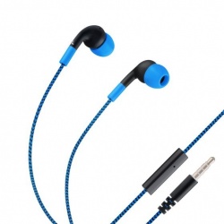 Steren Audífonos Intrauriculares con Micrófono Fit, Alámbrico, 3.5mm, Negro/Azul 