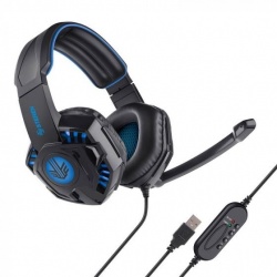 Steren Audífonos Gamer AUD-555, Alámbrico, 2 Metros, USB, Negro/Azul 