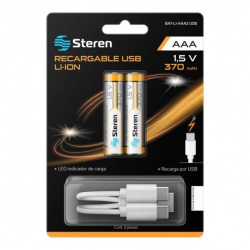 Steren Batería Recargable AAA, 1.5V, 370 mAh, 2 Piezas 