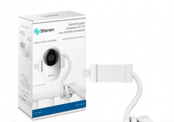 Steren Soporte de Poste para Cámara Bullet, hasta 1kg, Blanco  