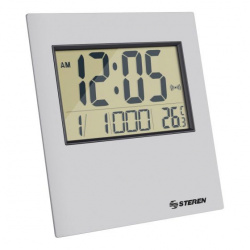 Steren Reloj Digital CLK-305, con Alarma y Termómetro, Plata 