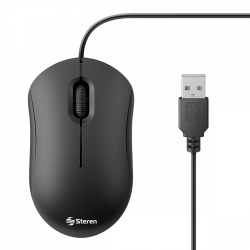 Mouse Steren Óptico Mouse USB, Alámbrico, USB-A, 1000DPI, Negro 