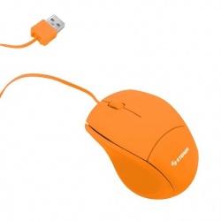 Mini Mouse Steren Óptico COM-5219, Alámbrico, USB, 800DPI, Naranja 