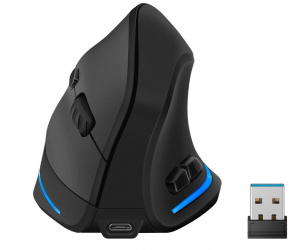 Mouse Vertical Ergonómico Steren Óptico COM-5730, RF Inalámbrico, USB-A, 2400DPI, Negro 