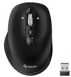 Mouse Ergonómico Steren COM-5890, Inalámbrico, Óptico, 3.200DPI, RF Inalámbrico/Bluetooth, Negro 