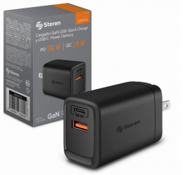 Steren Cargador de Pared ELI-7037, 36W, 1 x USB-A 1 x USB-C 