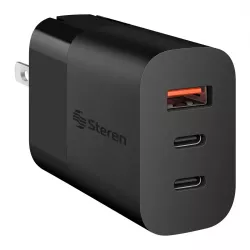 Steren Cargador de Pared ELI-7045, 45W, 20V, 1 x USB-A 2 x USB-C  