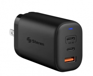 Steren Cargador de Pared ELI-7065, 65W, 9V, 1 x USB-A 2 x USB-C  